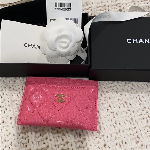 Chanel Caviar Quilted card holder Pink - Picture 1 of 12